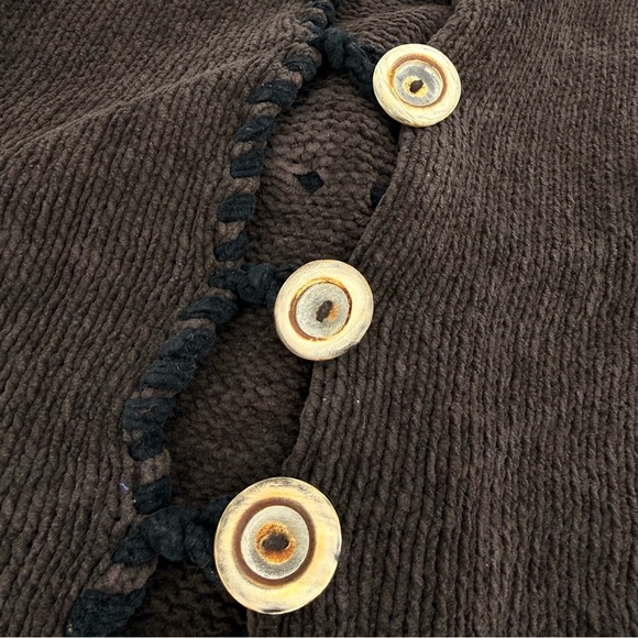Hot Knots Brown Cotton Cardigan Sweater Cottagecore Boho Artsy Indie Slouchy OS - Picture 11 of 13